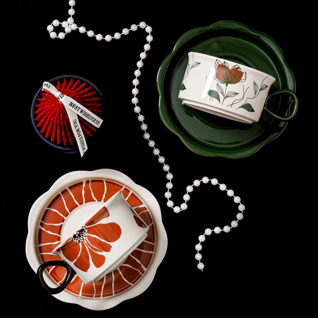 Coffee Cup & Saucer with Scented Candle Gift Set