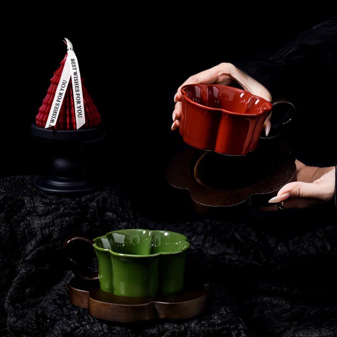 Coffee Cup, Wooden Tray & Scented Candle Gift Set