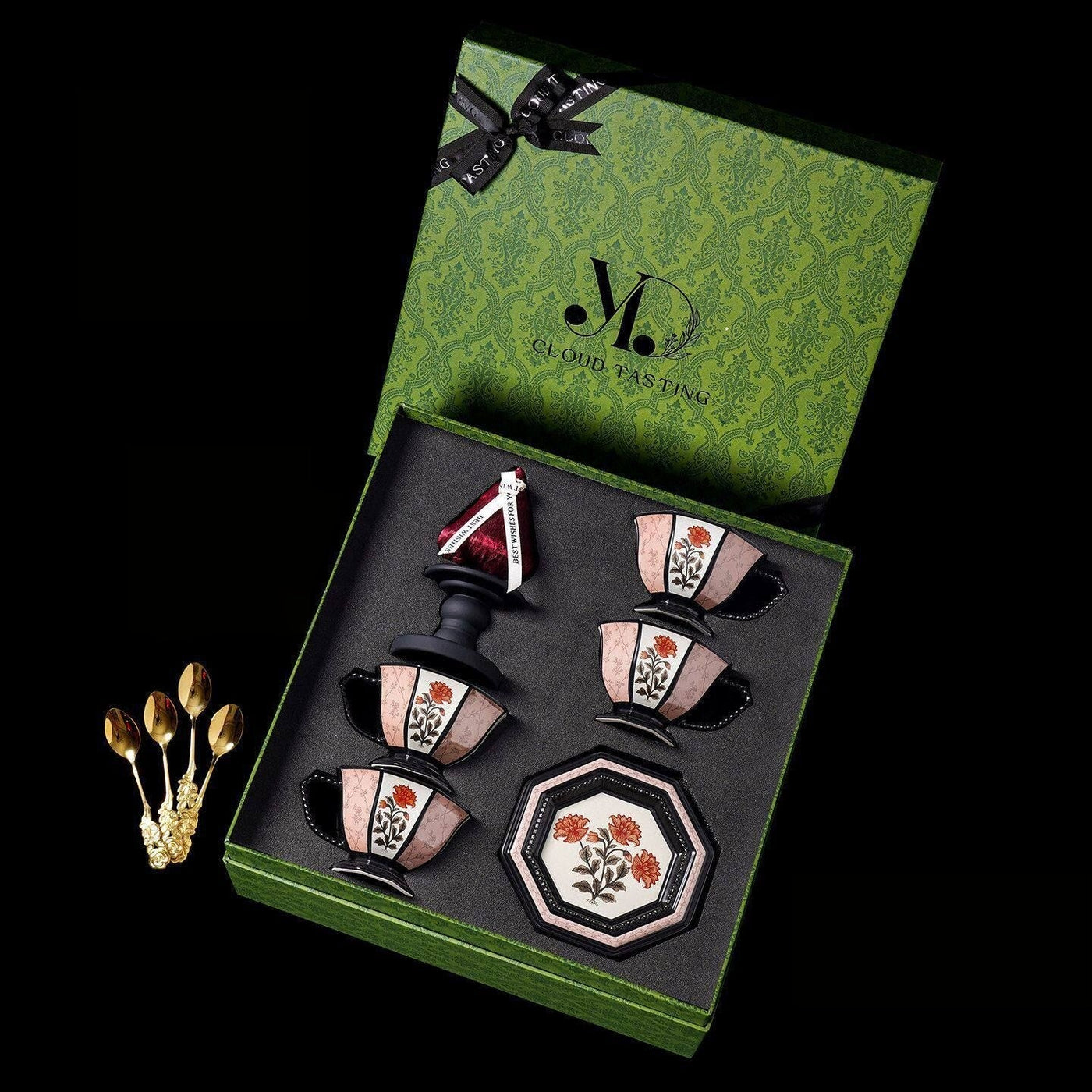 4 Pieces Coffee Cup, Tray & Scented Candle Gift Set