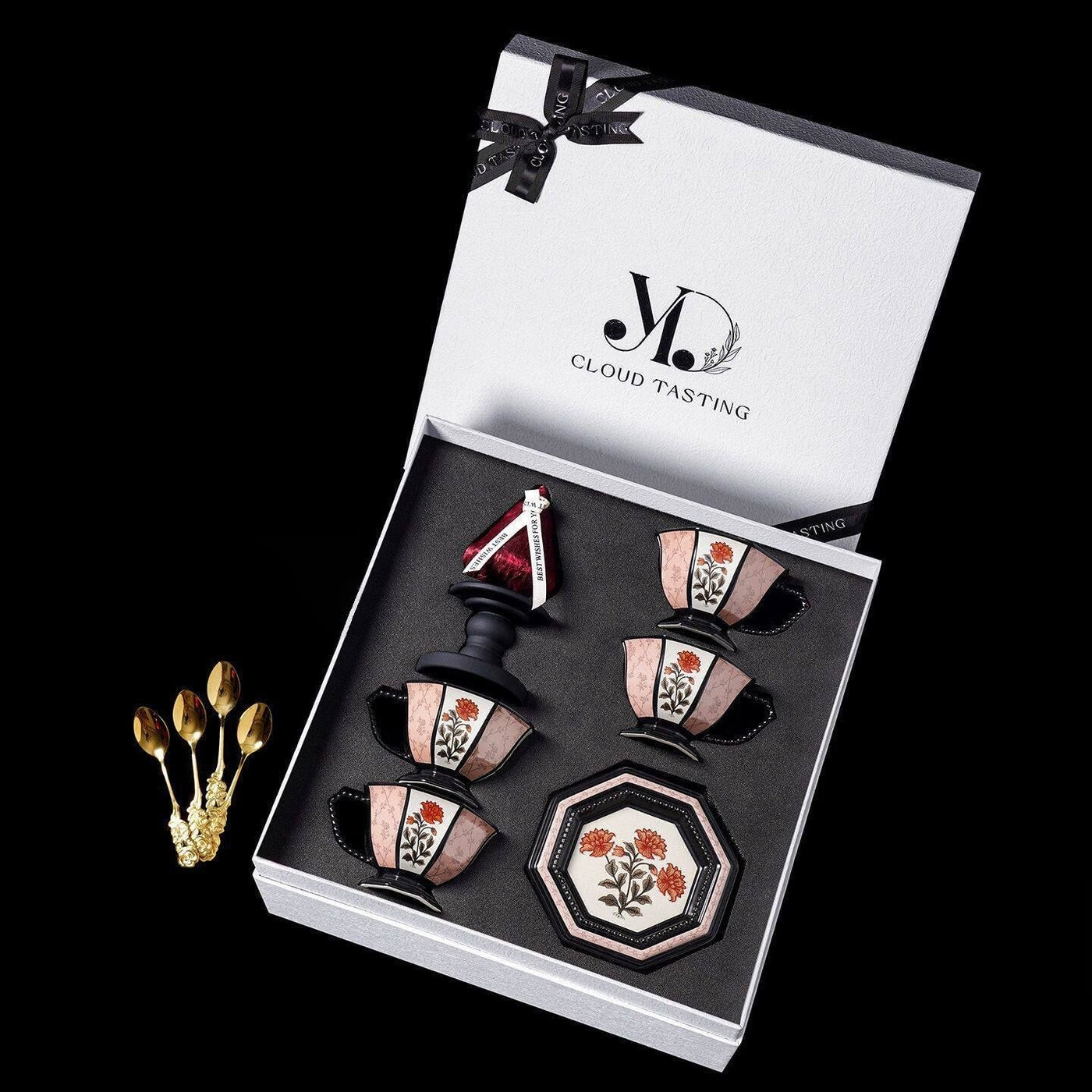 4 Pieces Coffee Cup, Tray & Scented Candle Gift Set