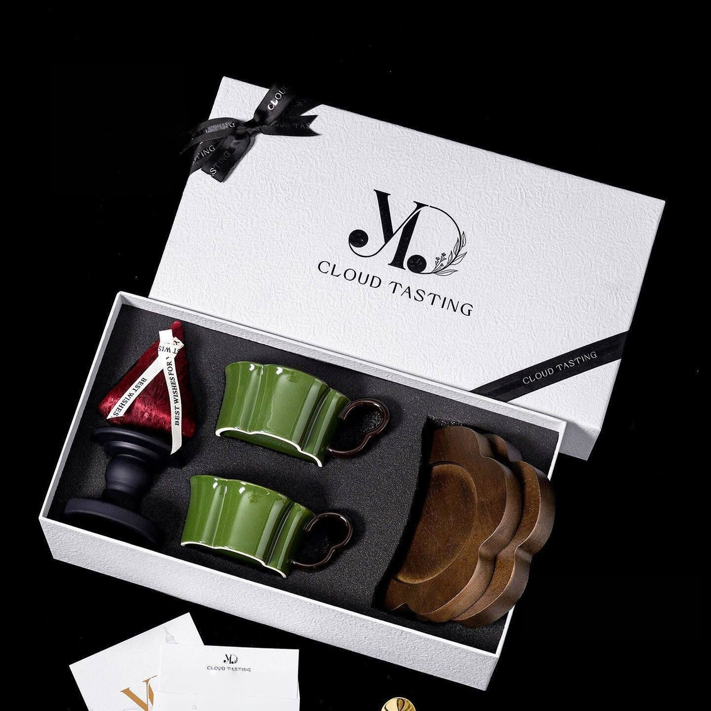Coffee Cup, Wooden Tray & Scented Candle Gift Set