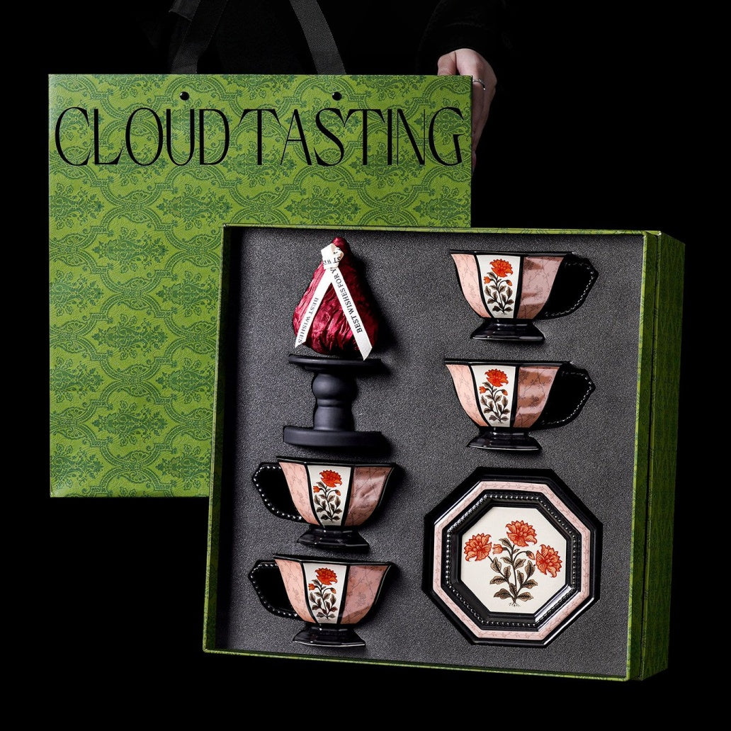 4 Pieces Coffee Cup, Tray & Scented Candle Gift Set