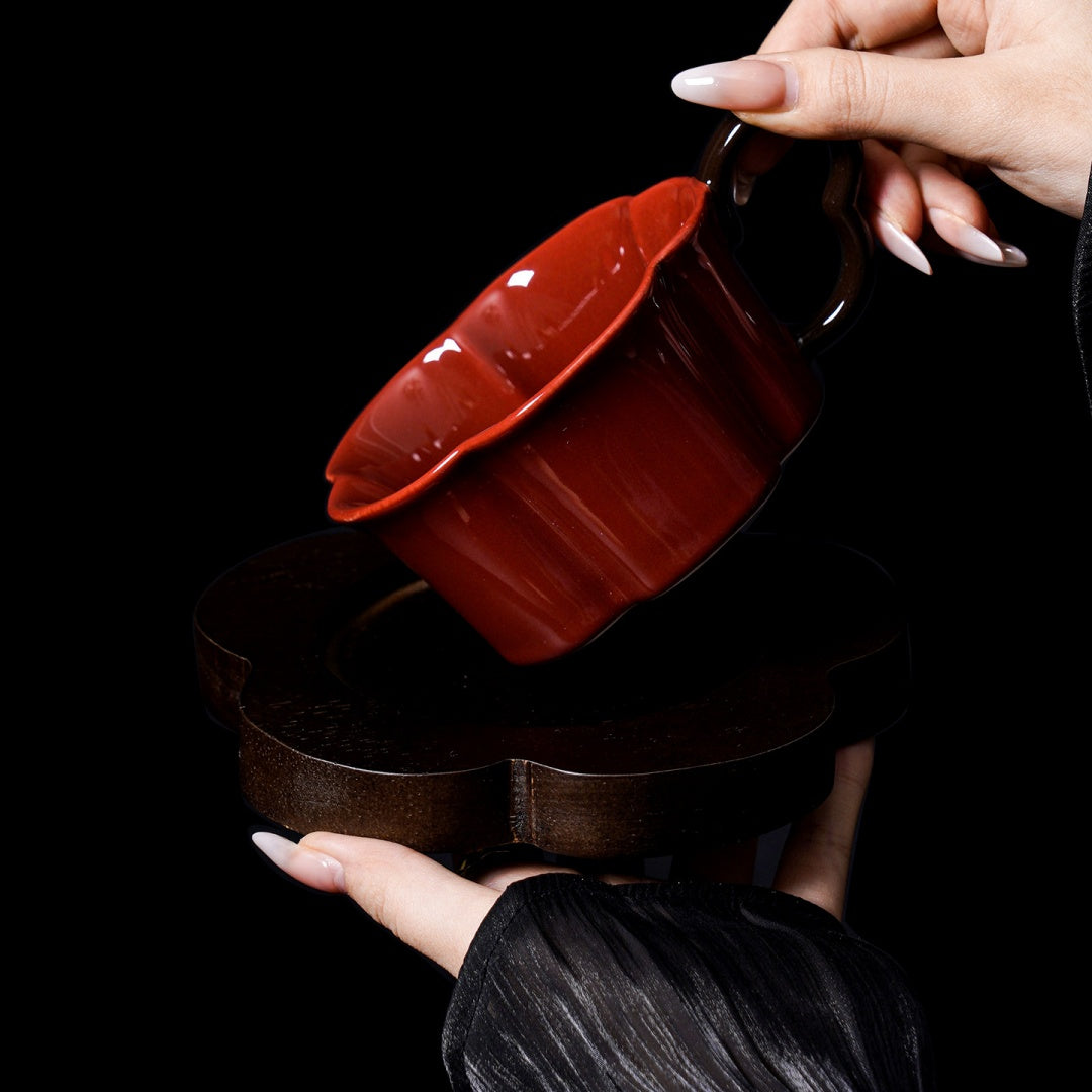 Coffee Cup, Wooden Tray & Scented Candle Gift Set