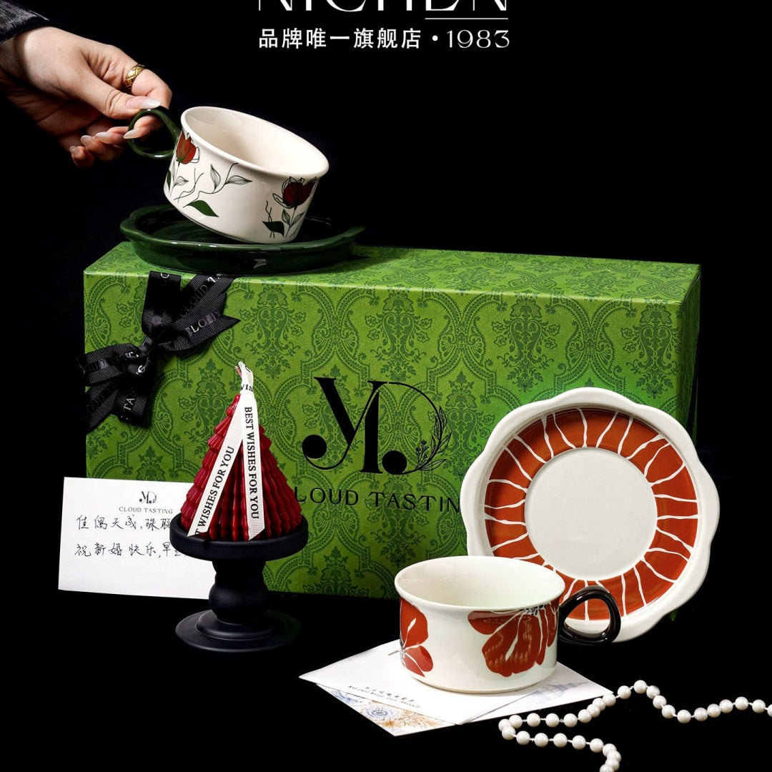 Coffee Cup & Saucer with Scented Candle Gift Set