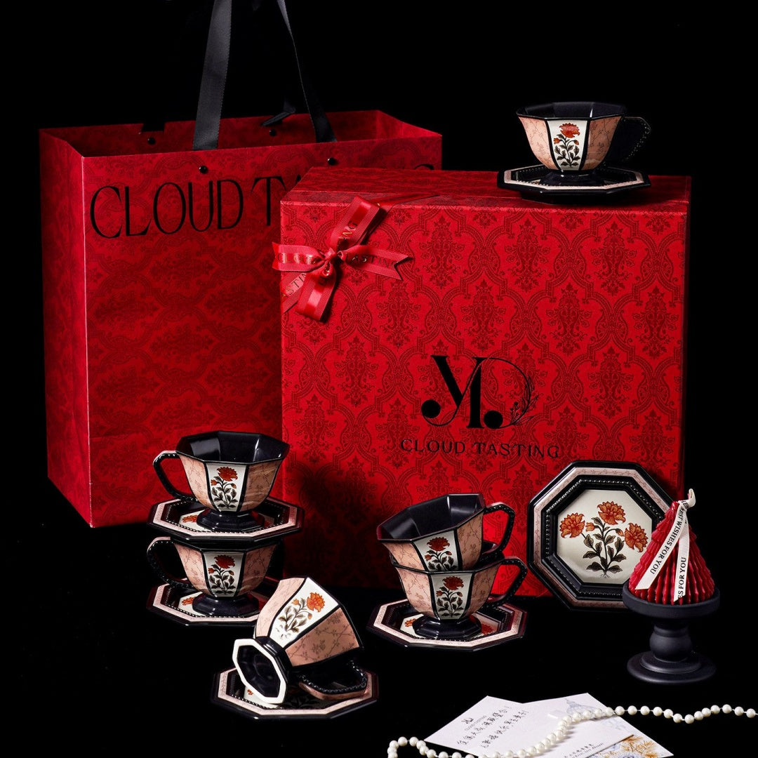 4 Pieces Coffee Cup, Tray & Scented Candle Gift Set