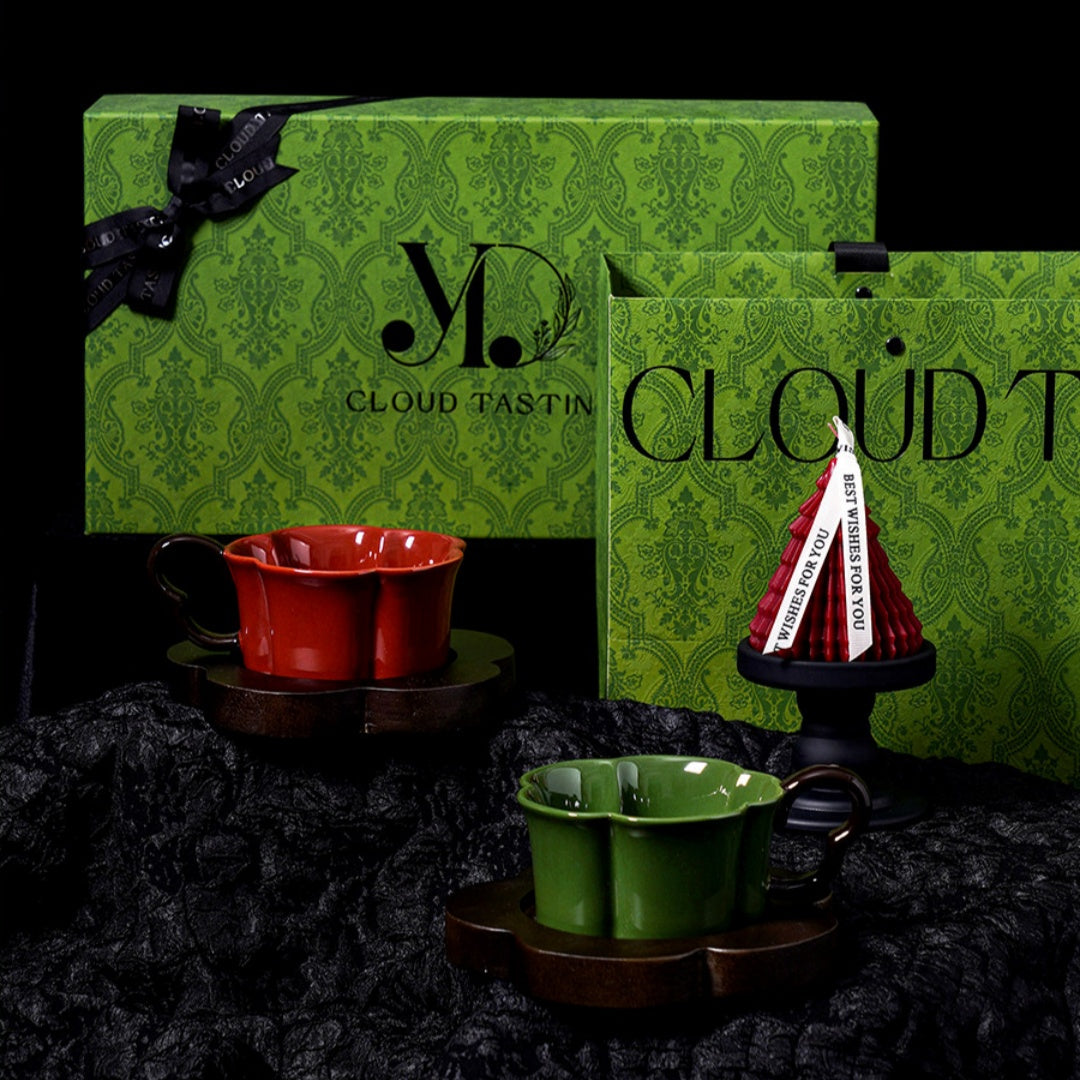 Coffee Cup, Wooden Tray & Scented Candle Gift Set