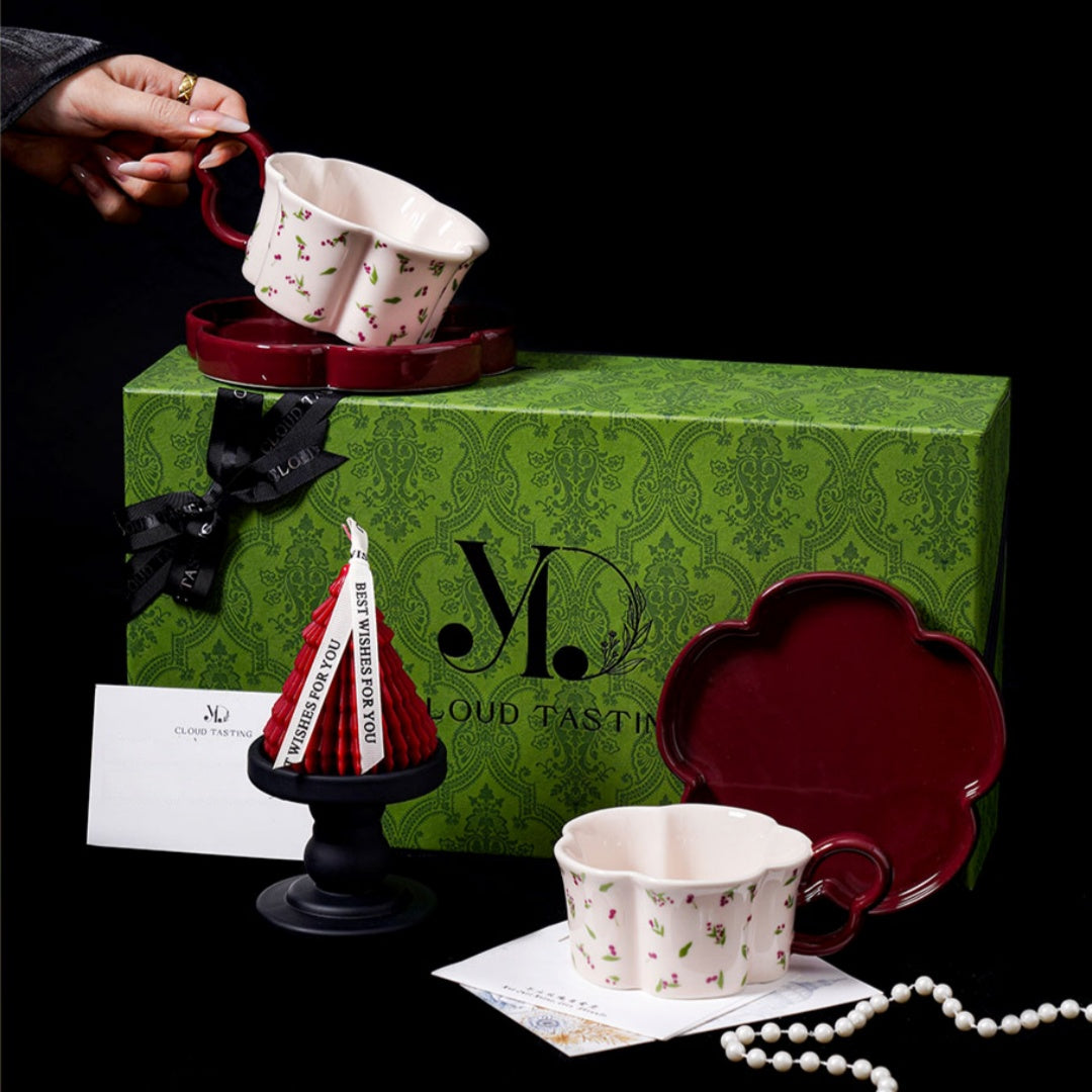 Coffee Cup & Saucer with Scented Candle Gift Set
