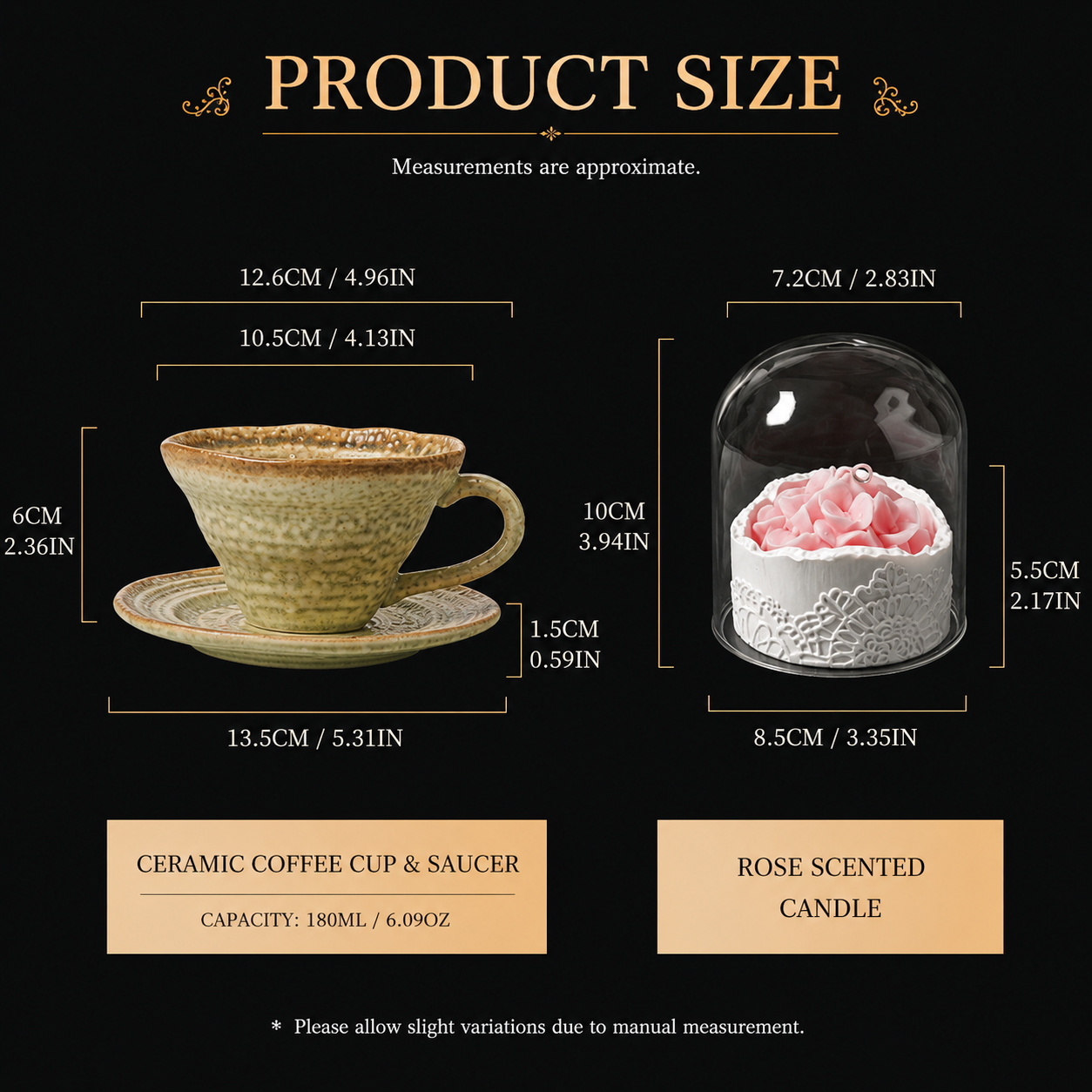 Coffee Cup & Rose Scented Candle Gift Set