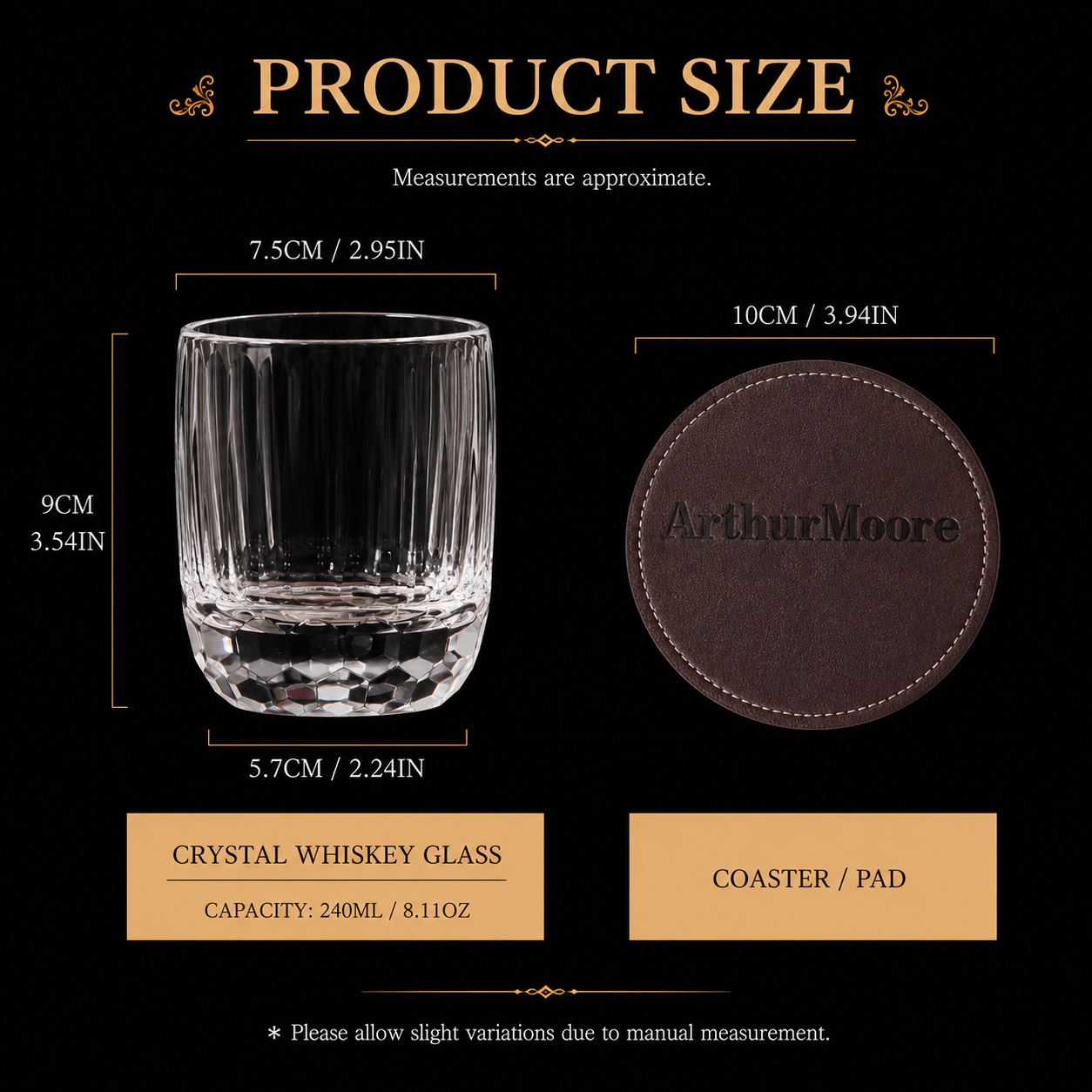 Crystal Whiskey Glass & Coaster Gift Set