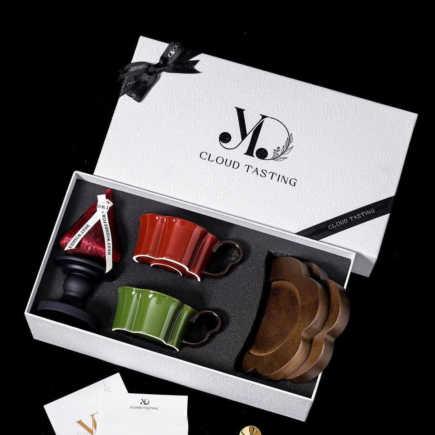 Coffee Cup, Wooden Tray & Scented Candle Gift Set