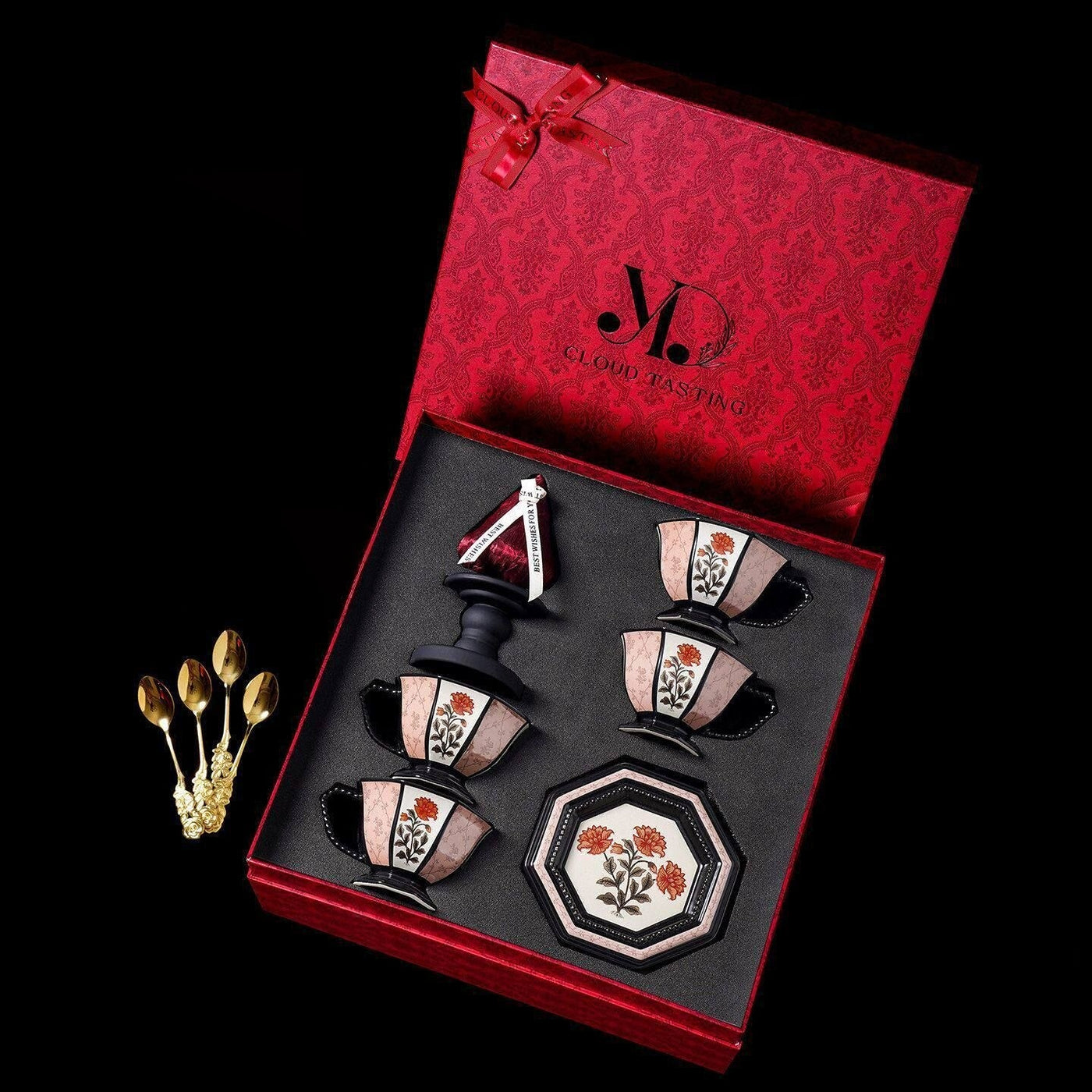 4 Pieces Coffee Cup, Tray & Scented Candle Gift Set
