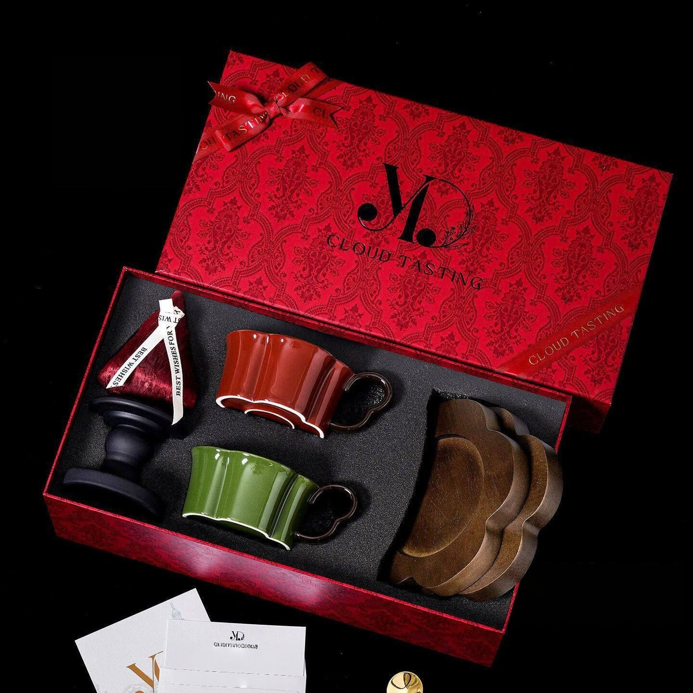Coffee Cup, Wooden Tray & Scented Candle Gift Set