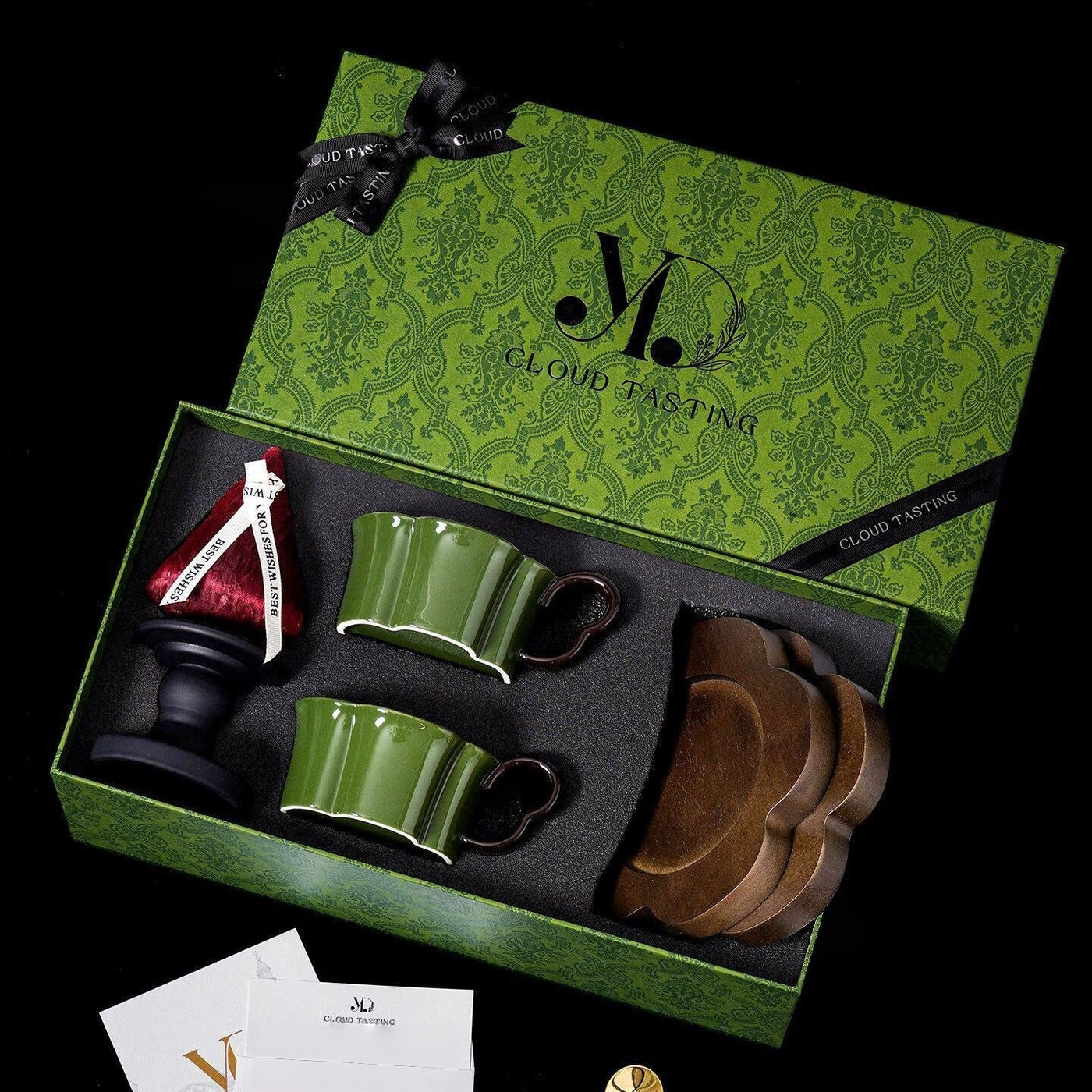Coffee Cup, Wooden Tray & Scented Candle Gift Set